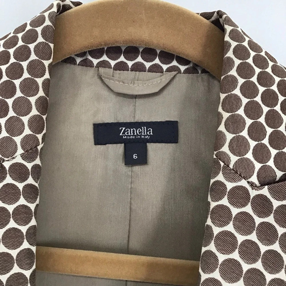 Zanella Women’s Blazer Made In Italy Geometric Pattern Brown/Tan Size 6 - Picture 4 of 7